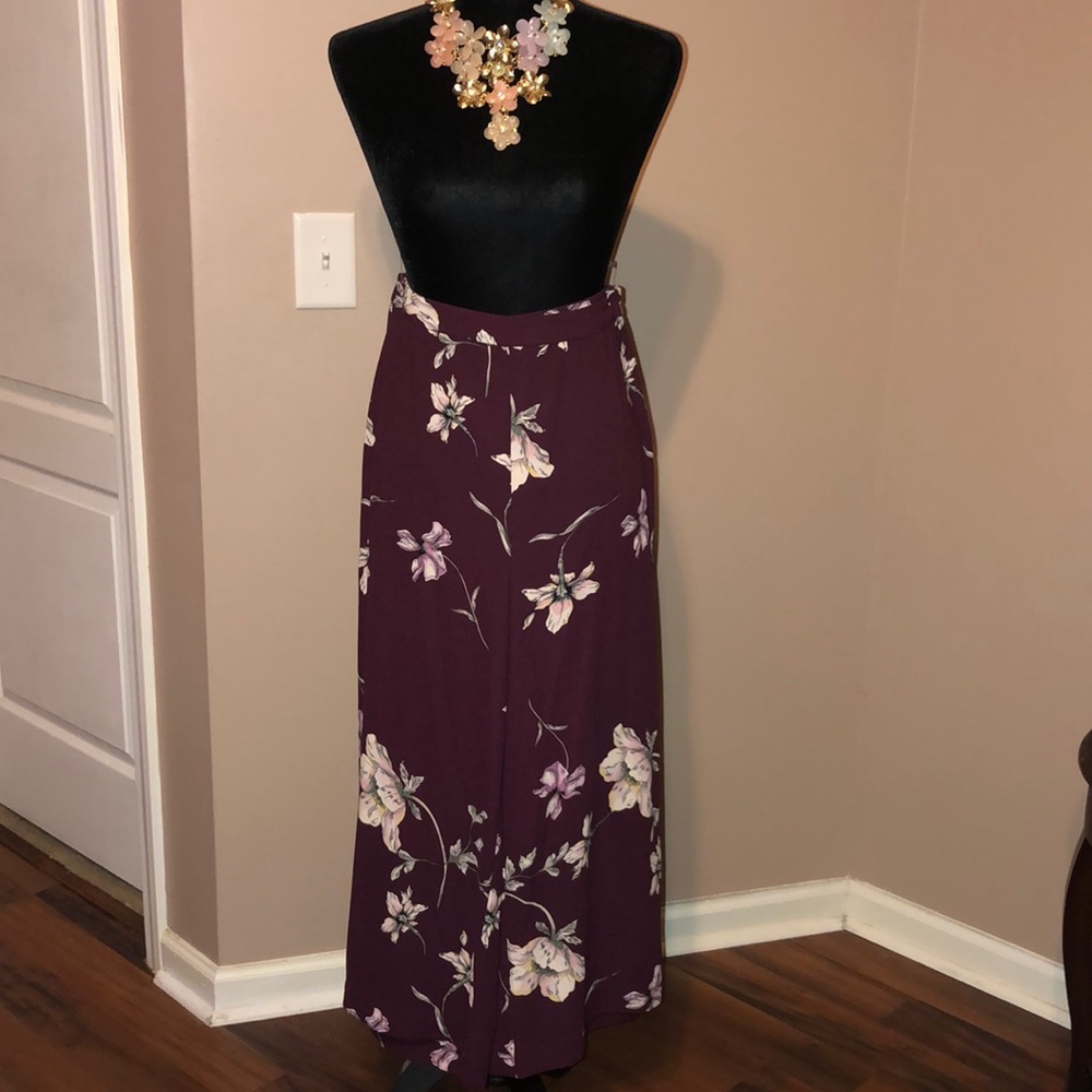 Burgundy Floral Culottes